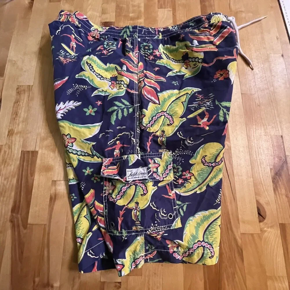 Vintage Polo Ralph Lauren Swim Shorts Trunks‎ Aloha Surfer Mens XL EUC